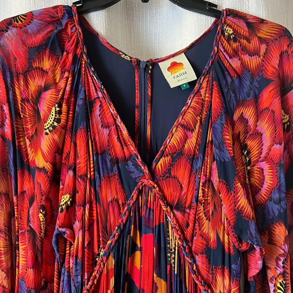 FARM Rio Red Blue Abstract Patches Maxi Dress - Picture 8 of 12